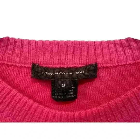 FRENCH CONNECTION BABY SOFT RAGLAN KNIT SWEATER BRIGHT PINK SIZE M - Picture 5 of 6